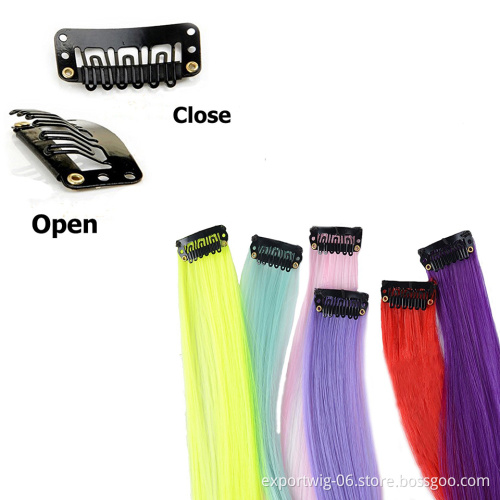 Clip On Hair Extension Ombre Color Straight Hair Extension Clip In Hairpieces High Temperature Fiber Hair Pieces